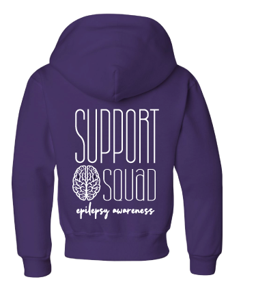 Epilepsy Support Hoodie - Youth Gray & Purple